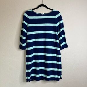 J. Crew boat neck long sleeve dress women’s medium blue green stripe